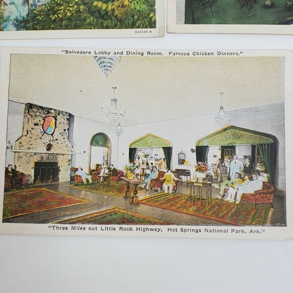 3 Arkansas Postcards The Spring Bella Vista Eastman Hotel Belvedere Lobby & Dine - Picture 4 of 6